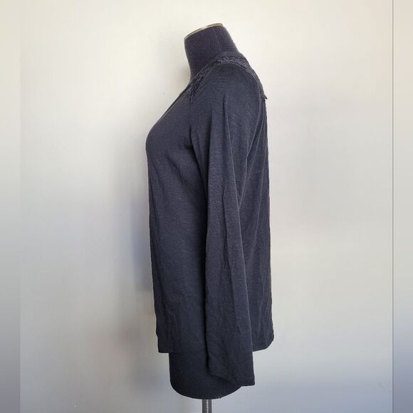 Downeast Black Lace Pullover Shirt Long Sleeve Black V Neck Comfy Casual Small - Picture 3 of 12